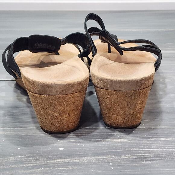 Ugg‎ Maddie Wedge Sandals Leather Cork Black Thongs Slip On Shoes Size 11 - Picture 5 of 11